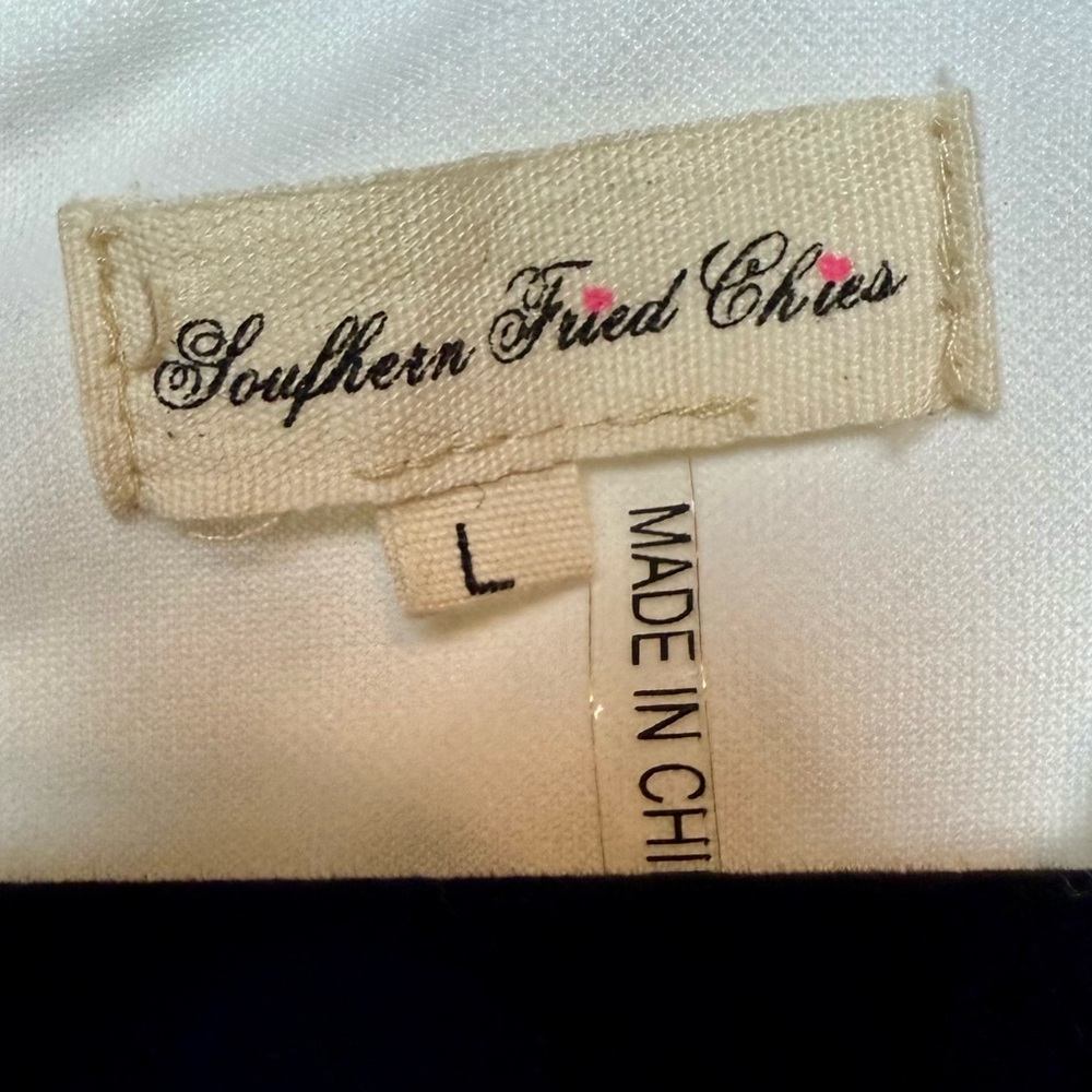 Southern Fried Chics White Lace Embroidered Mini Dress Bell Sleeve Size Large - Picture 13 of 15